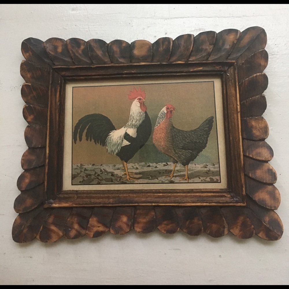 3 Vintage Robert Grace hand carved framed artwork. - Picture 3 of 6